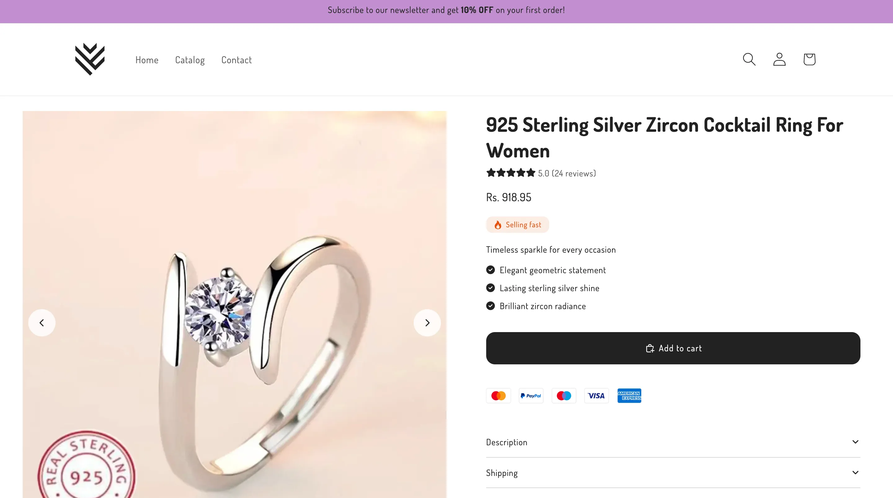 Finished product page in the storefront