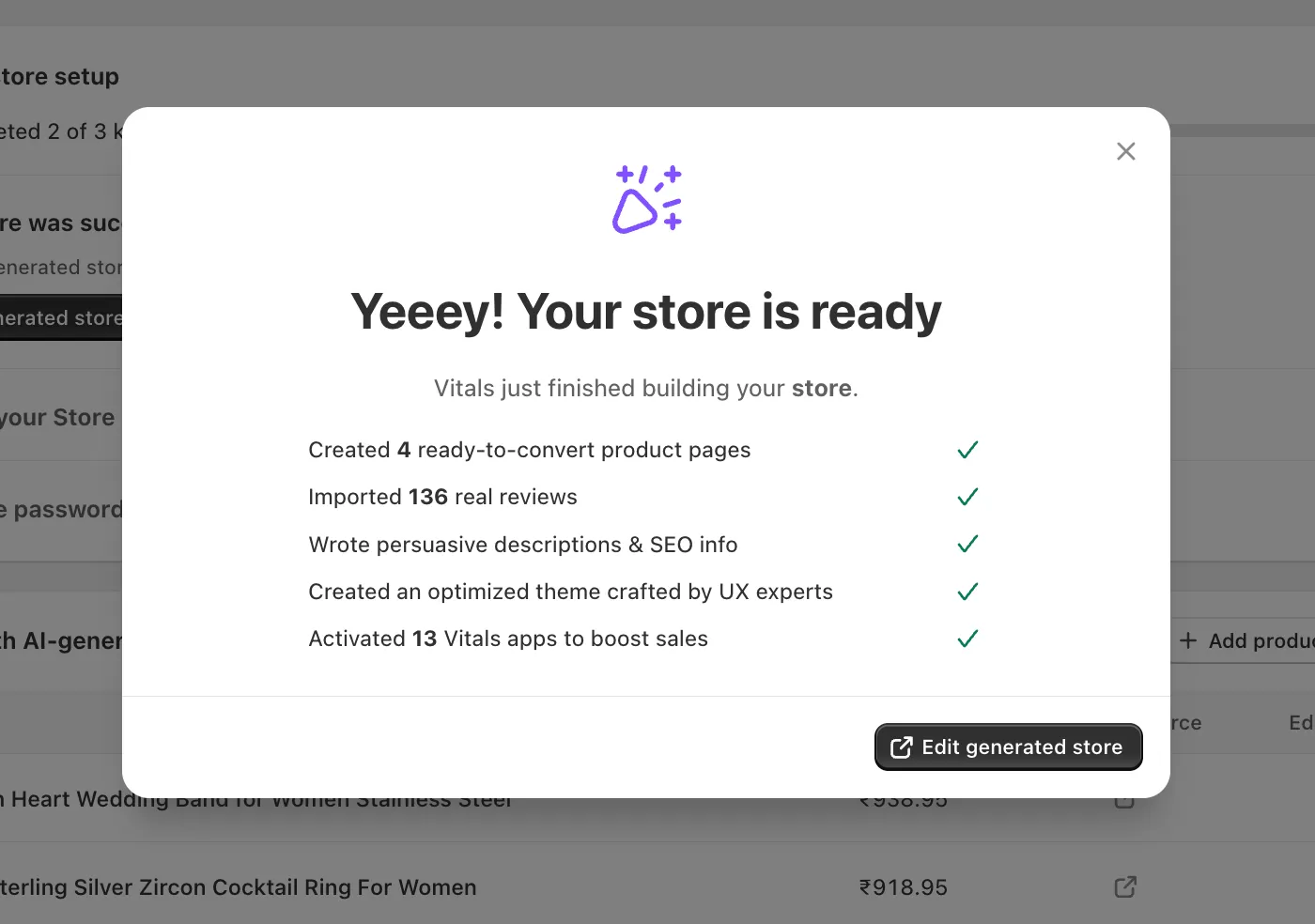Store ready screen
