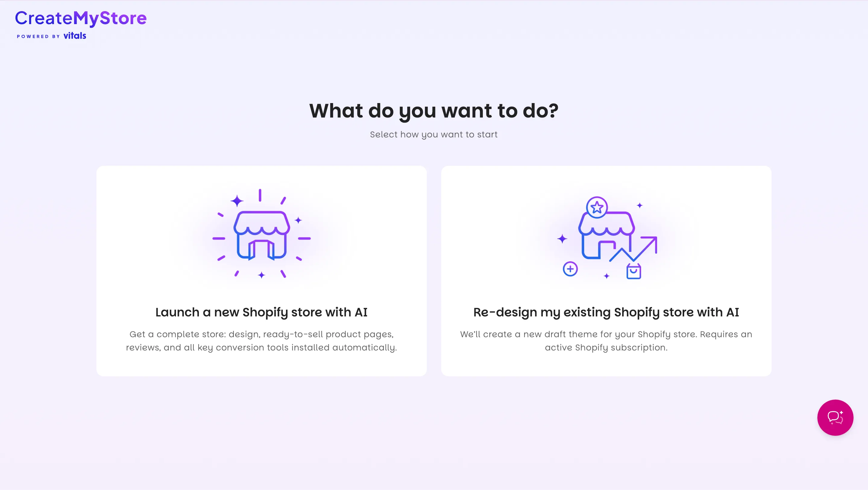 Choosing a new Shopify store or a redesign on CreateMyStore