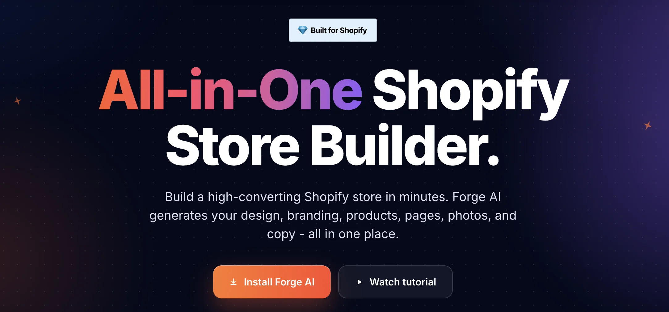 Forge AI Shopify store builder
