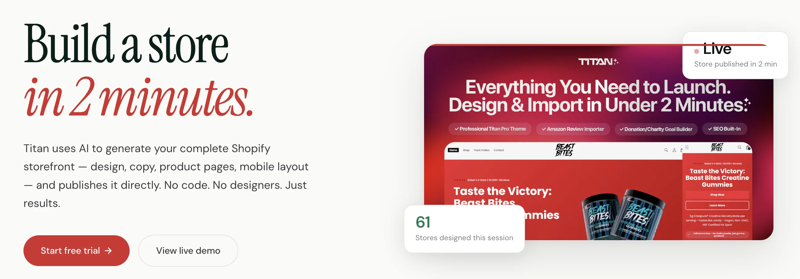 Titan AI Shopify store builder