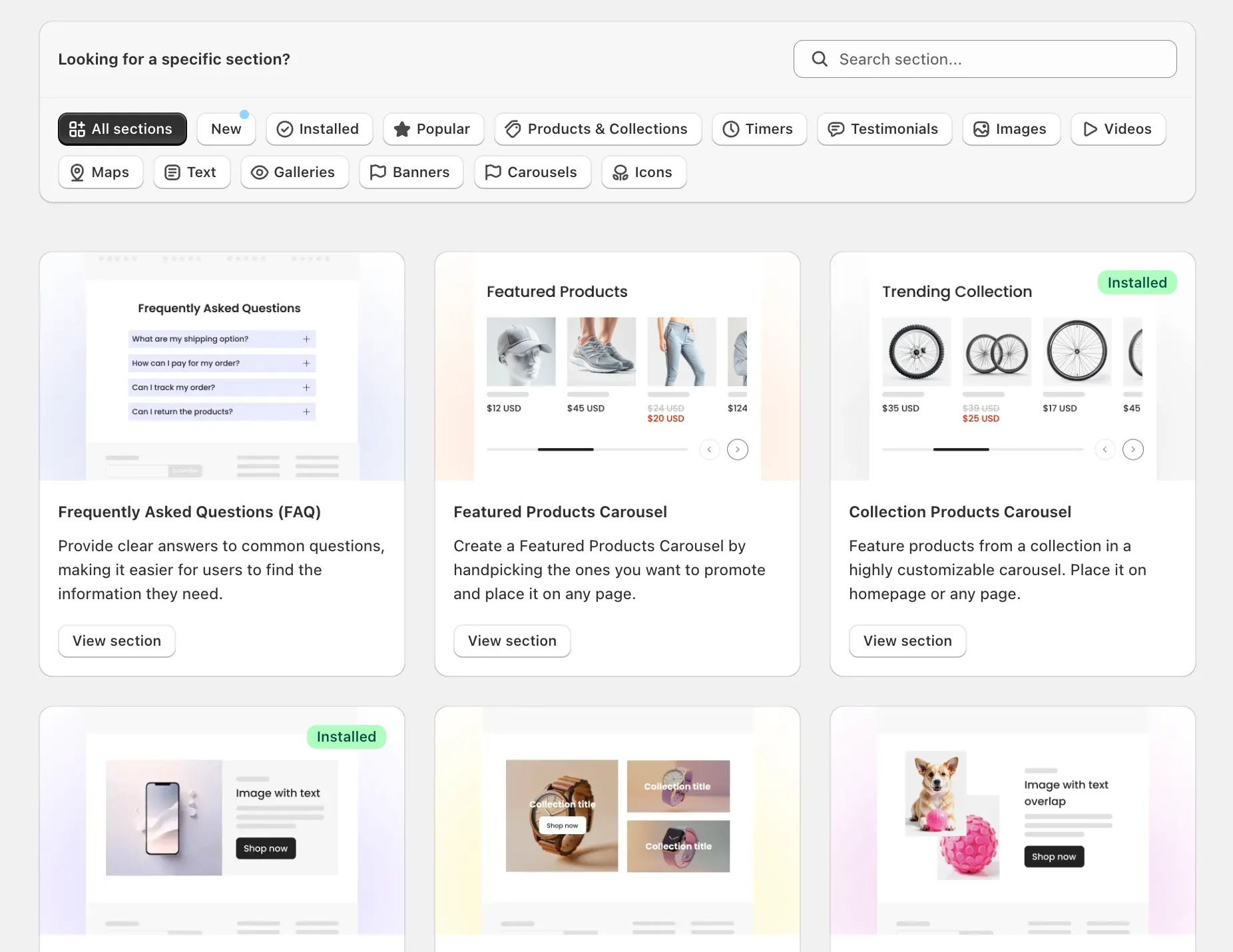 Vitals Theme Sections library