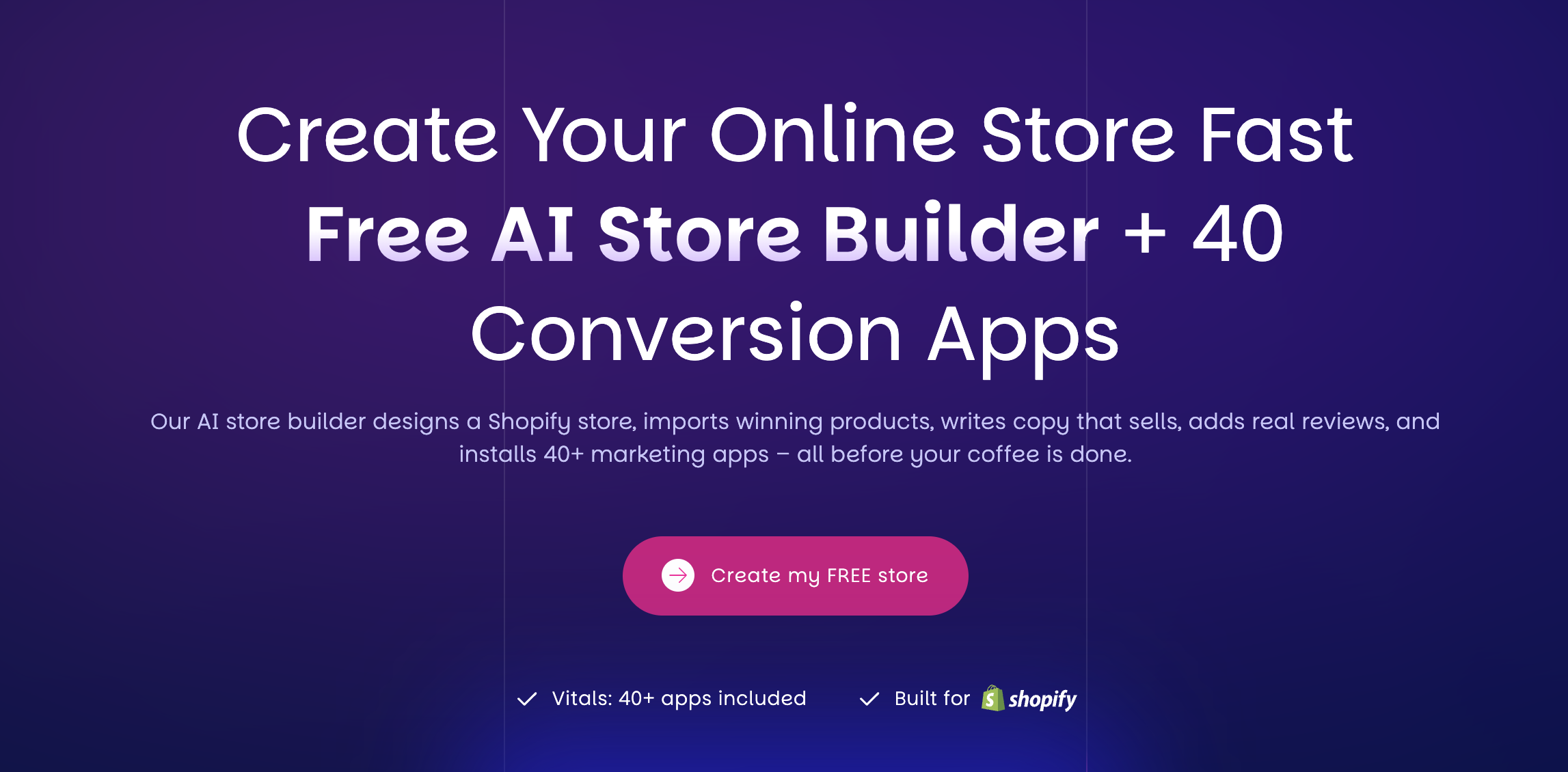 CreateMyStore homescreen