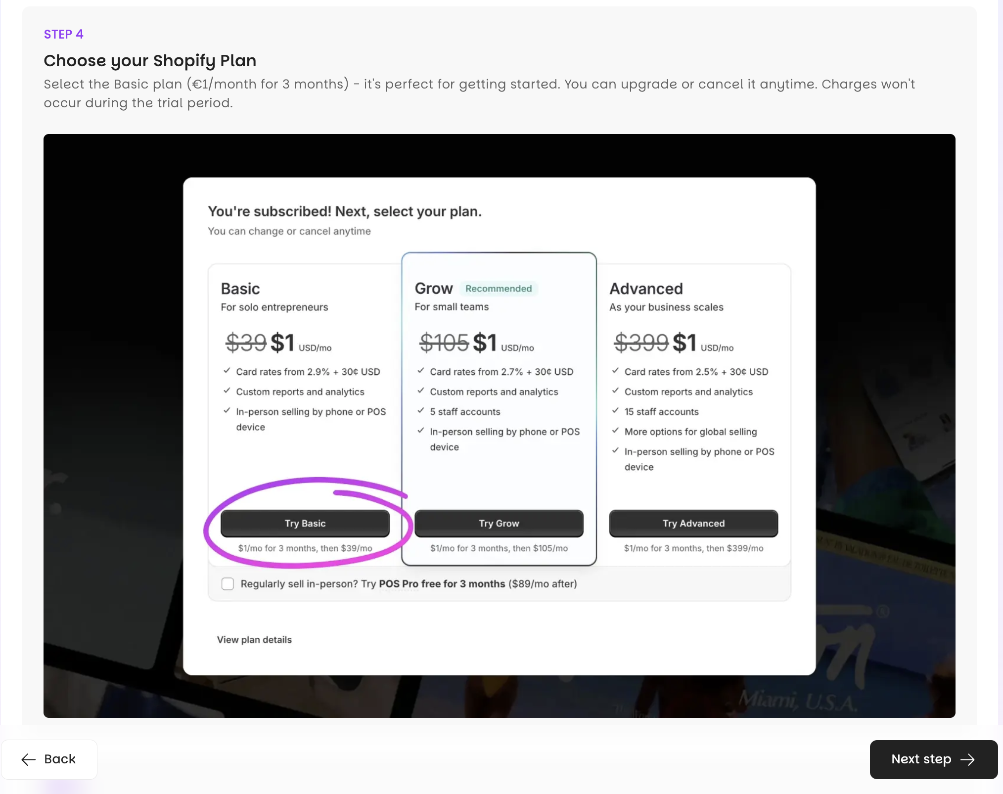 Shopify account creation step 3