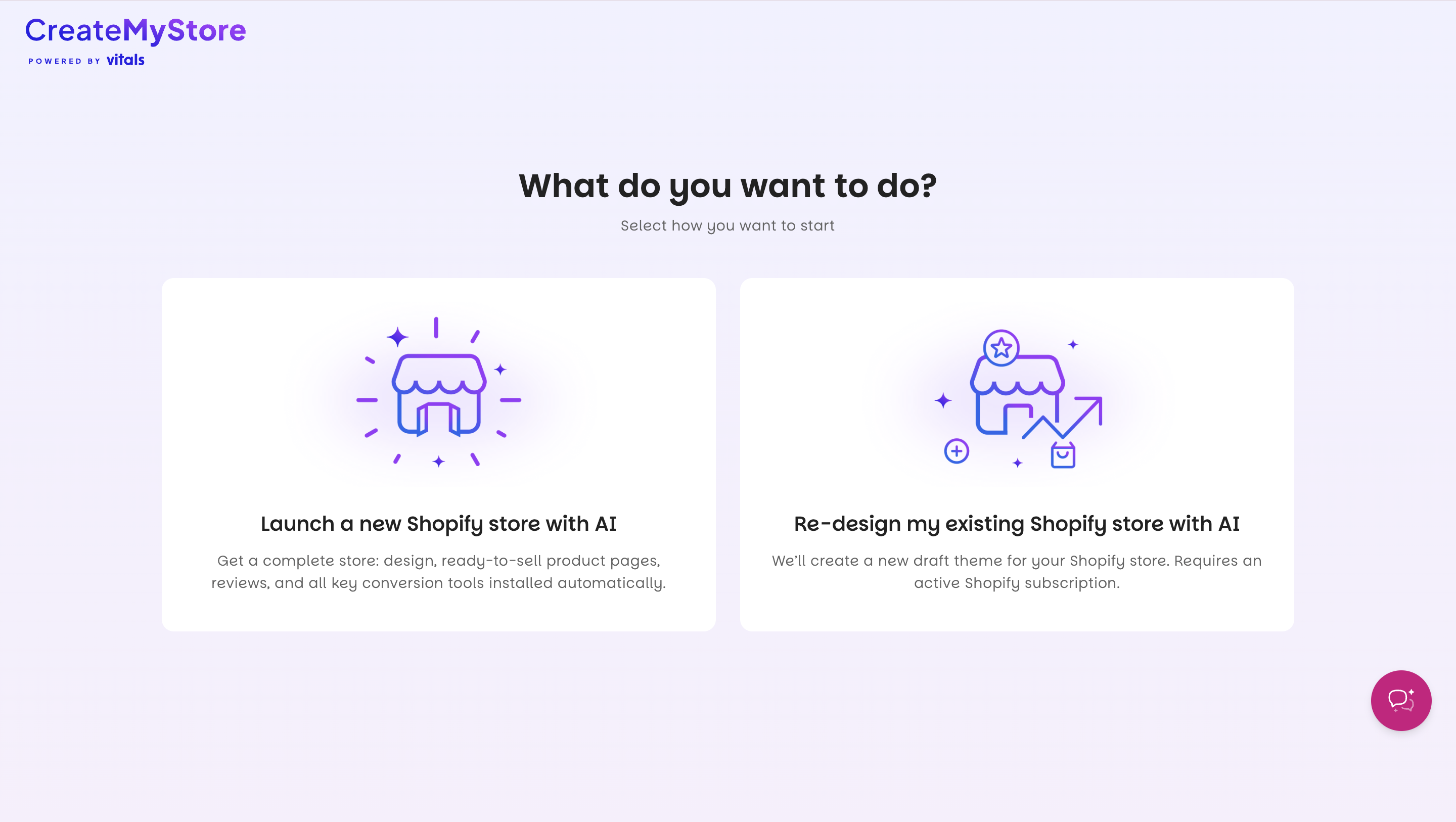 Store type selection screen